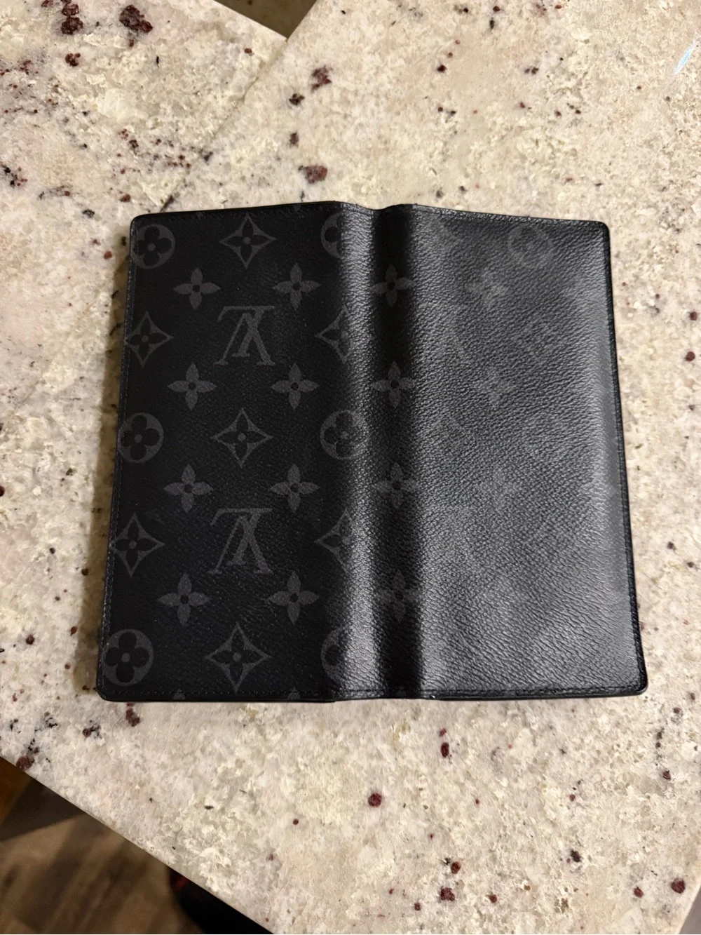 Men's Black Monogram Leather Passport Holder